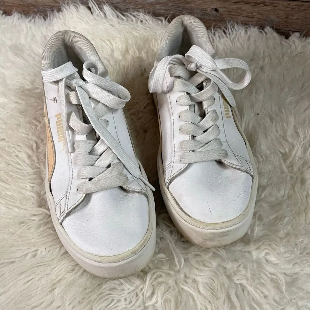 PUMA Smash Platform 3.0 Women’s Sneakers Style 390758-03 Peach White Size 7